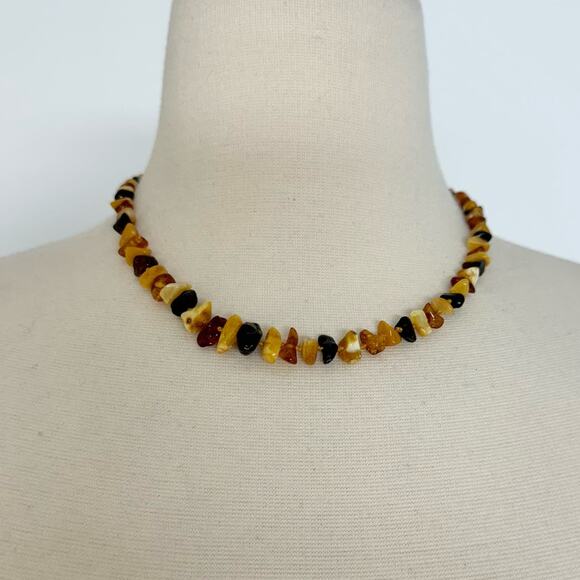 Baltic Amber Necklace Multi-Color Knotted Polished (N721) - Picture 2 of 7